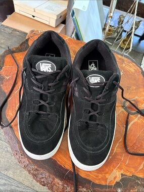 Vans Men’s Black Suede Low-Top Sneakers with White Sole